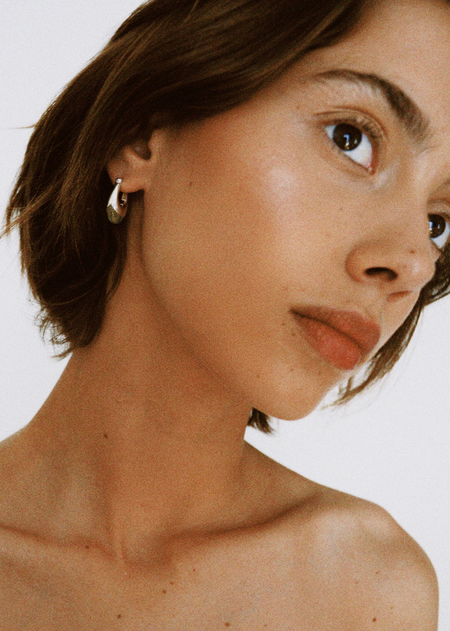 Small Prehnite silver earrings 