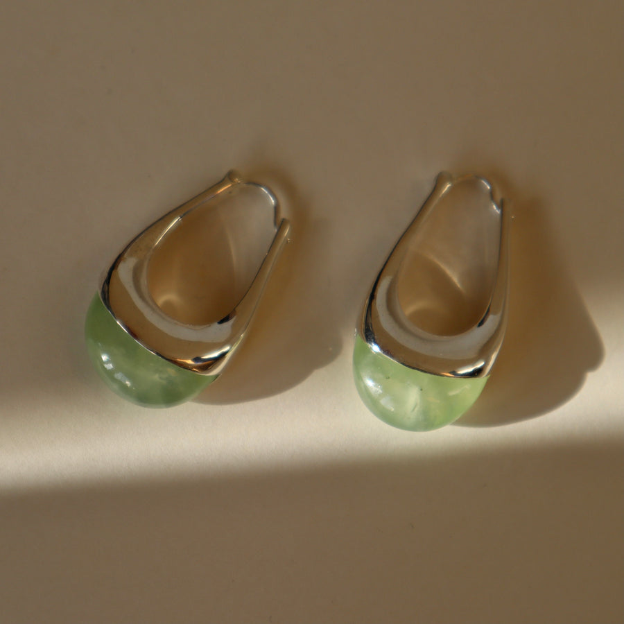 Prehnite silver earrings